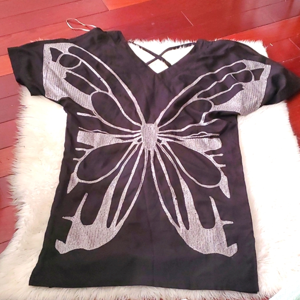 Sequins butterfly detail dress